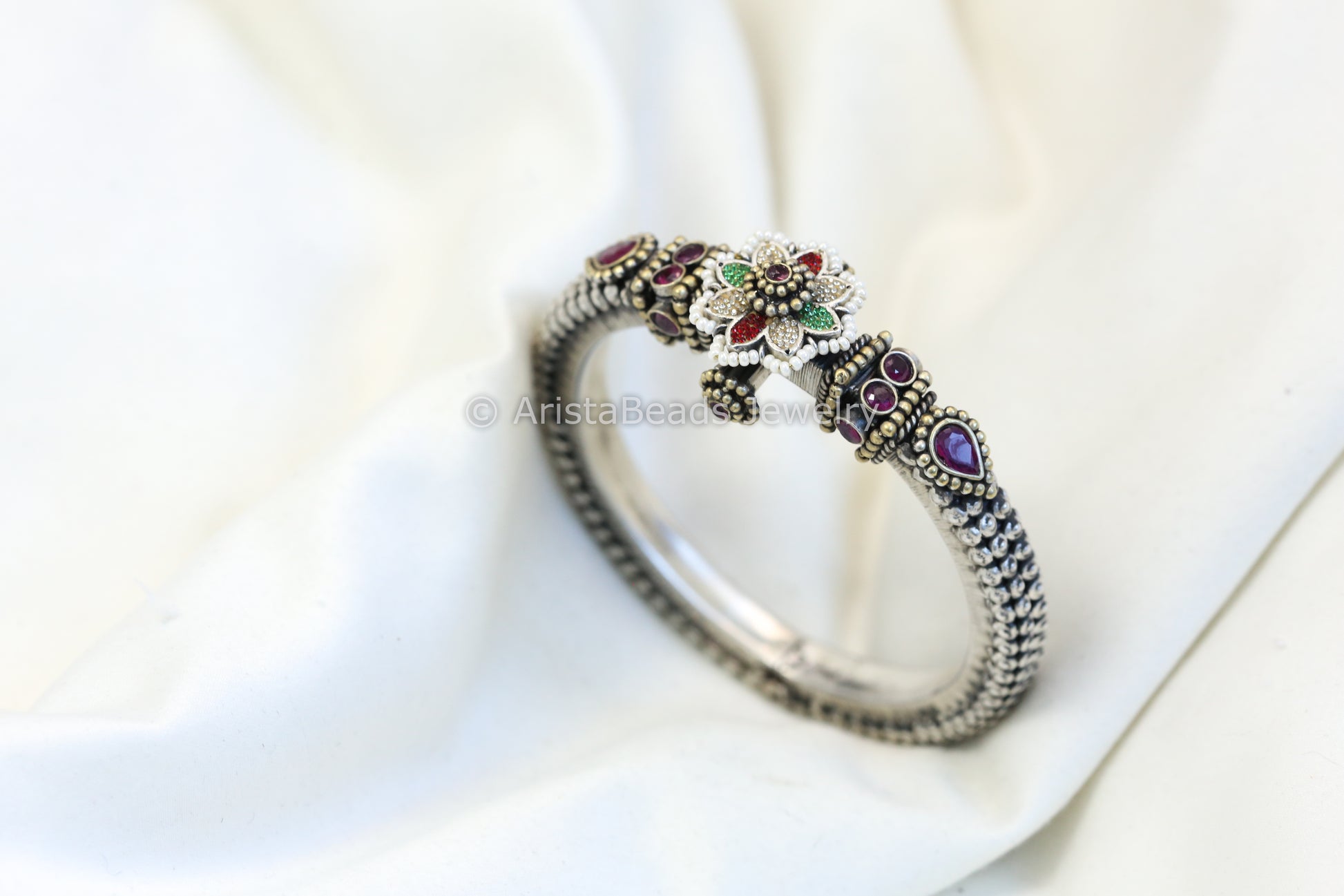 Rawa Work Silver Look Bangle - Silver Finish