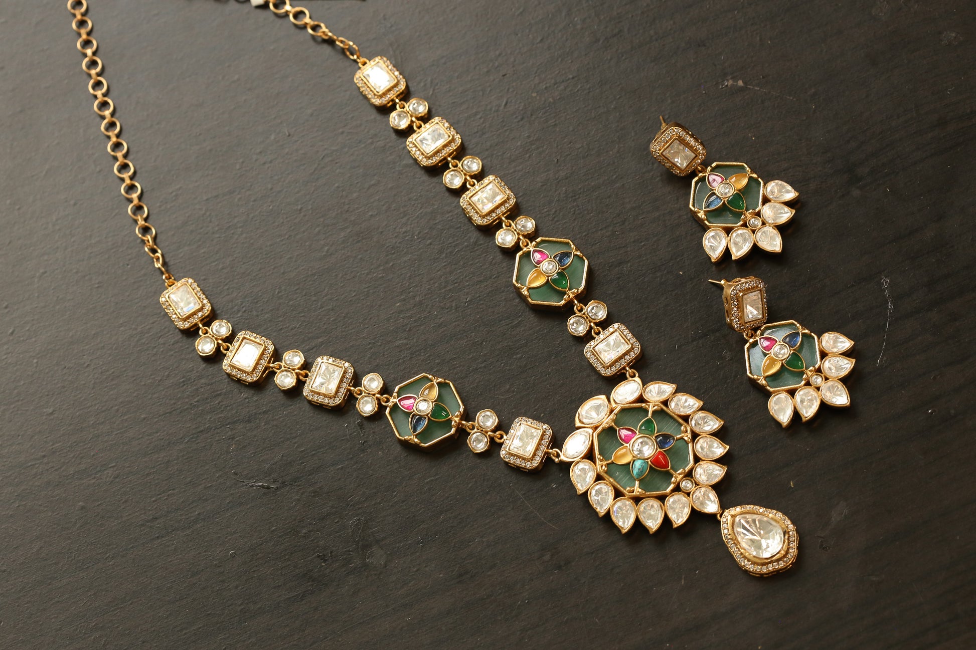 Premium Inlay Work & Uncut Kundan Set (ABJ-N101-89)