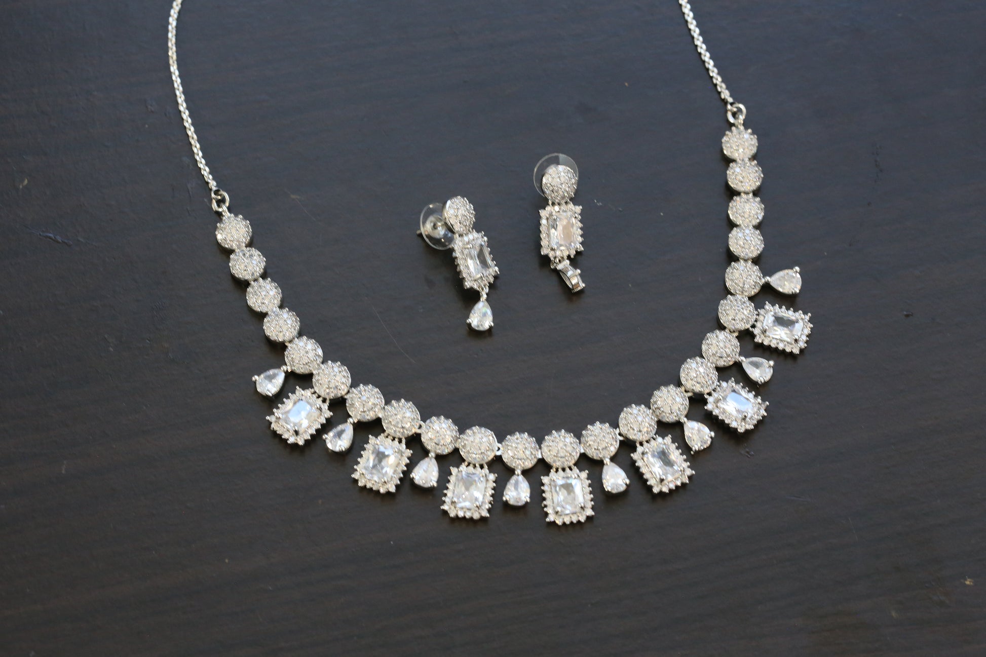 Next To Real Diamond CZ Necklace Set