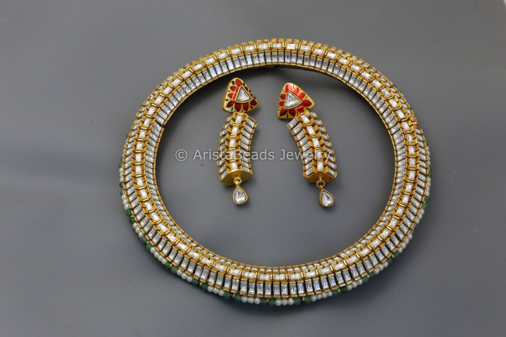 Jodha Jadau Kundan Hasli Set