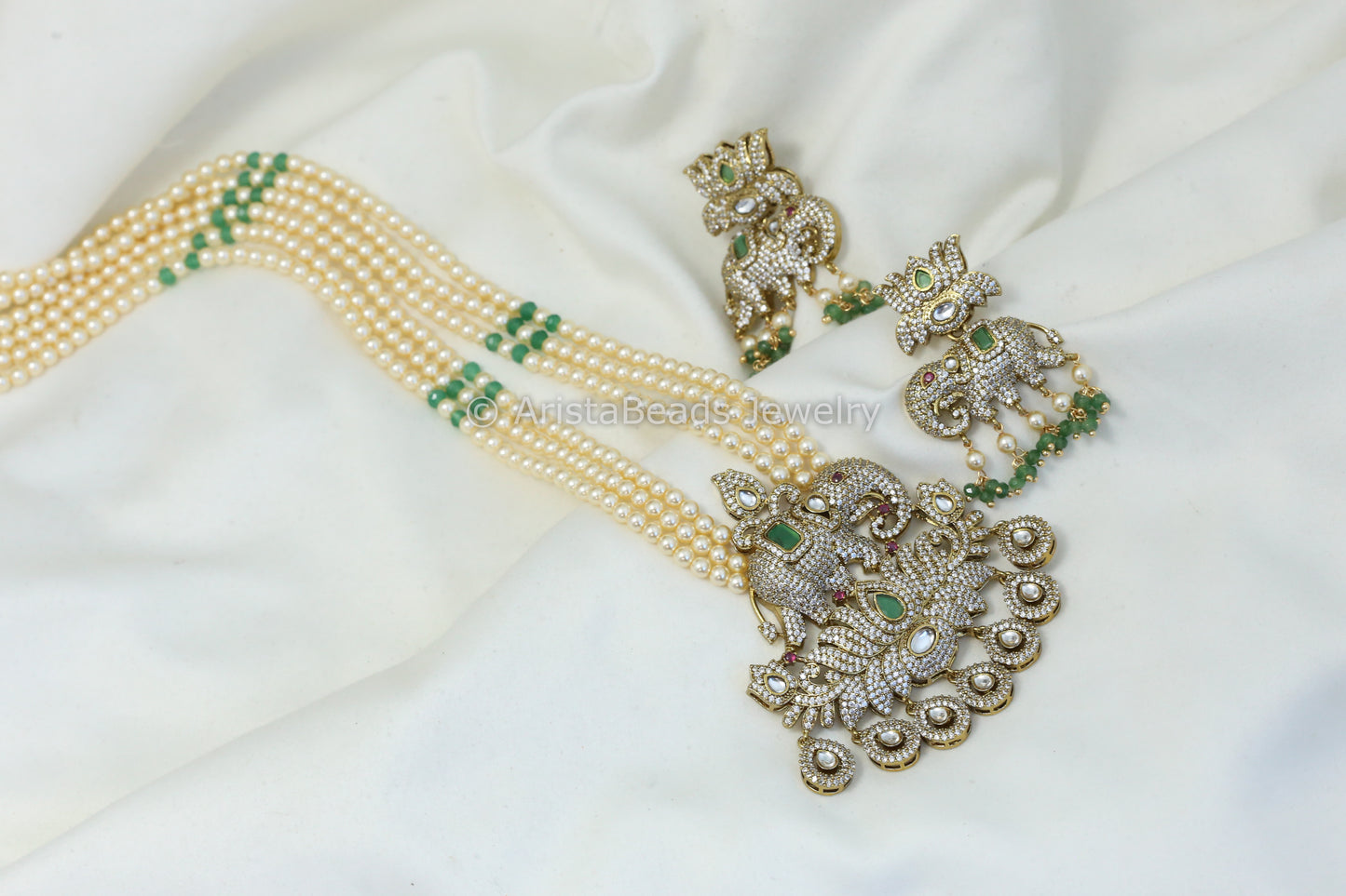 Maharani Pearl Necklace - Green