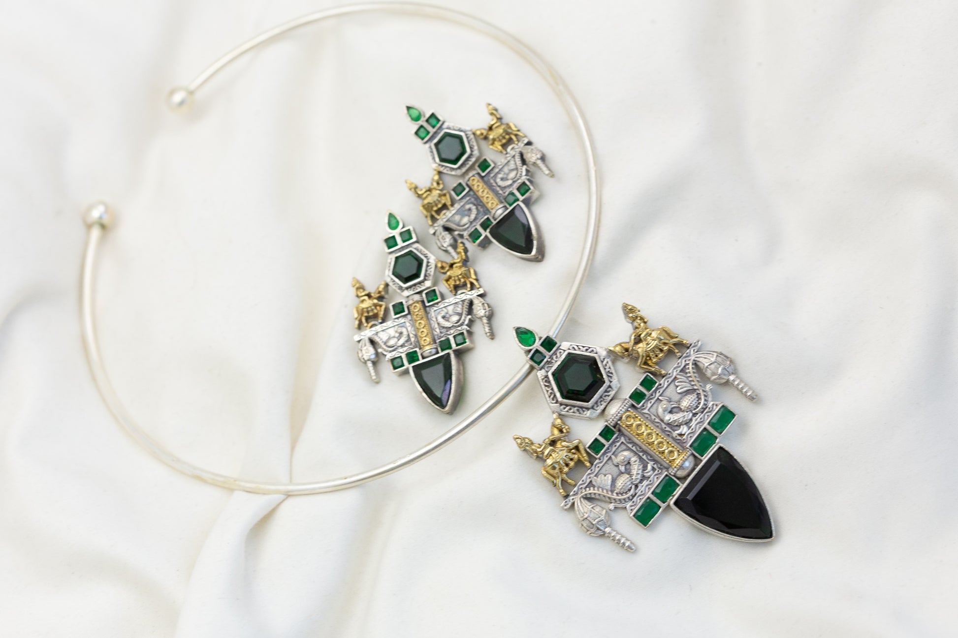 Oxidized 2 Tone Fusion Necklace  (T102-46)