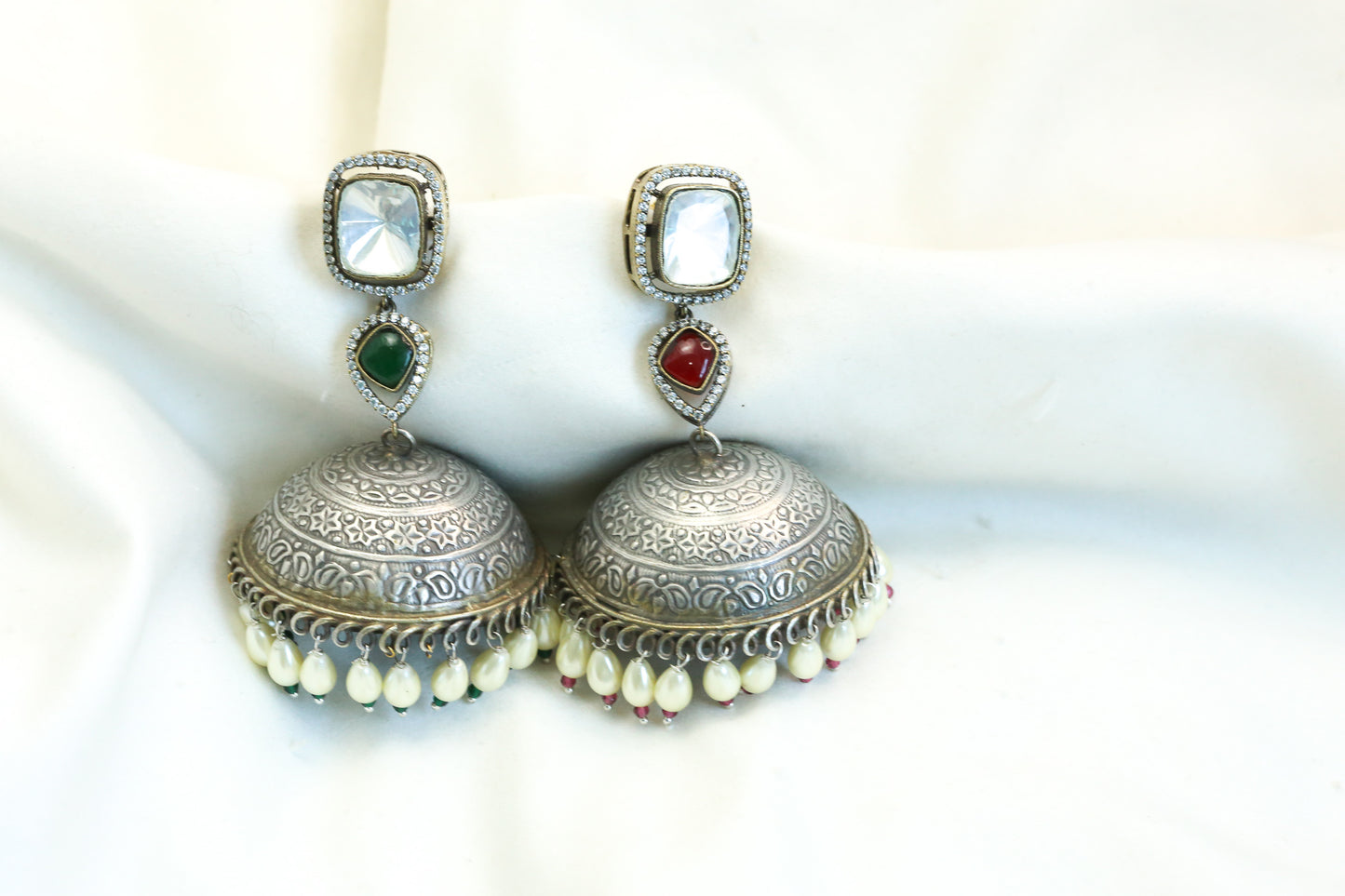 Large Kundan Fusion Jhumka  - ABJOC-18