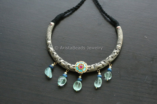 Carved Nakshi Fusion Hasli Necklace (T102-17)