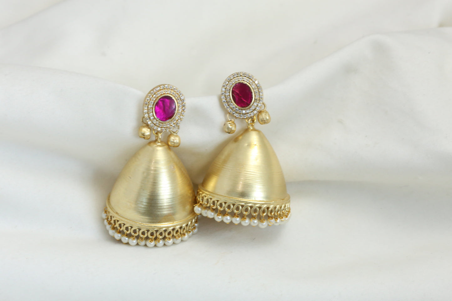 Matt Gold Jhumka - Pink