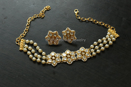 Dainty Clear Jadau Kundan Choker Set