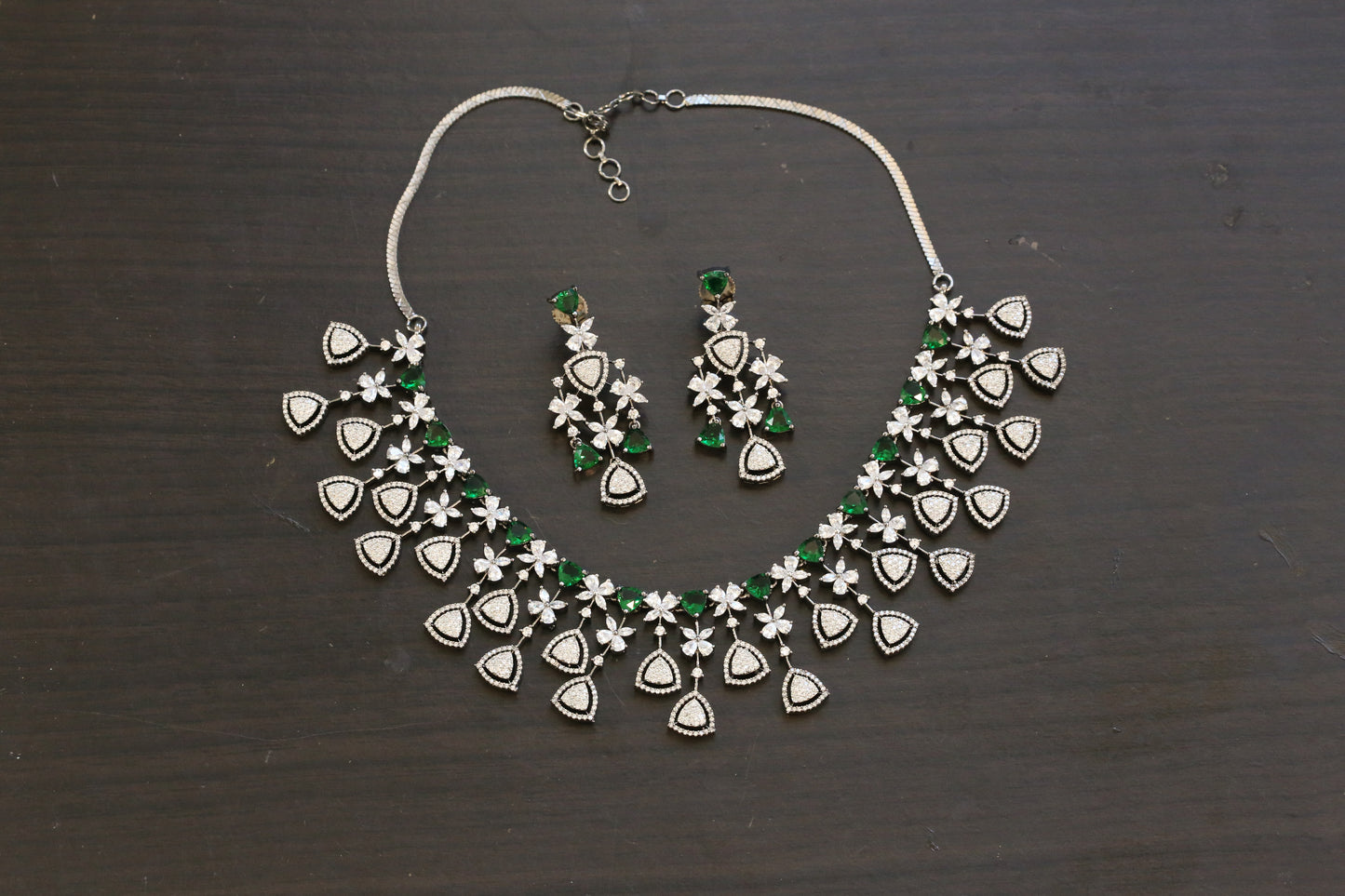 Next To Real Diamond CZ Necklace Set - Victorian