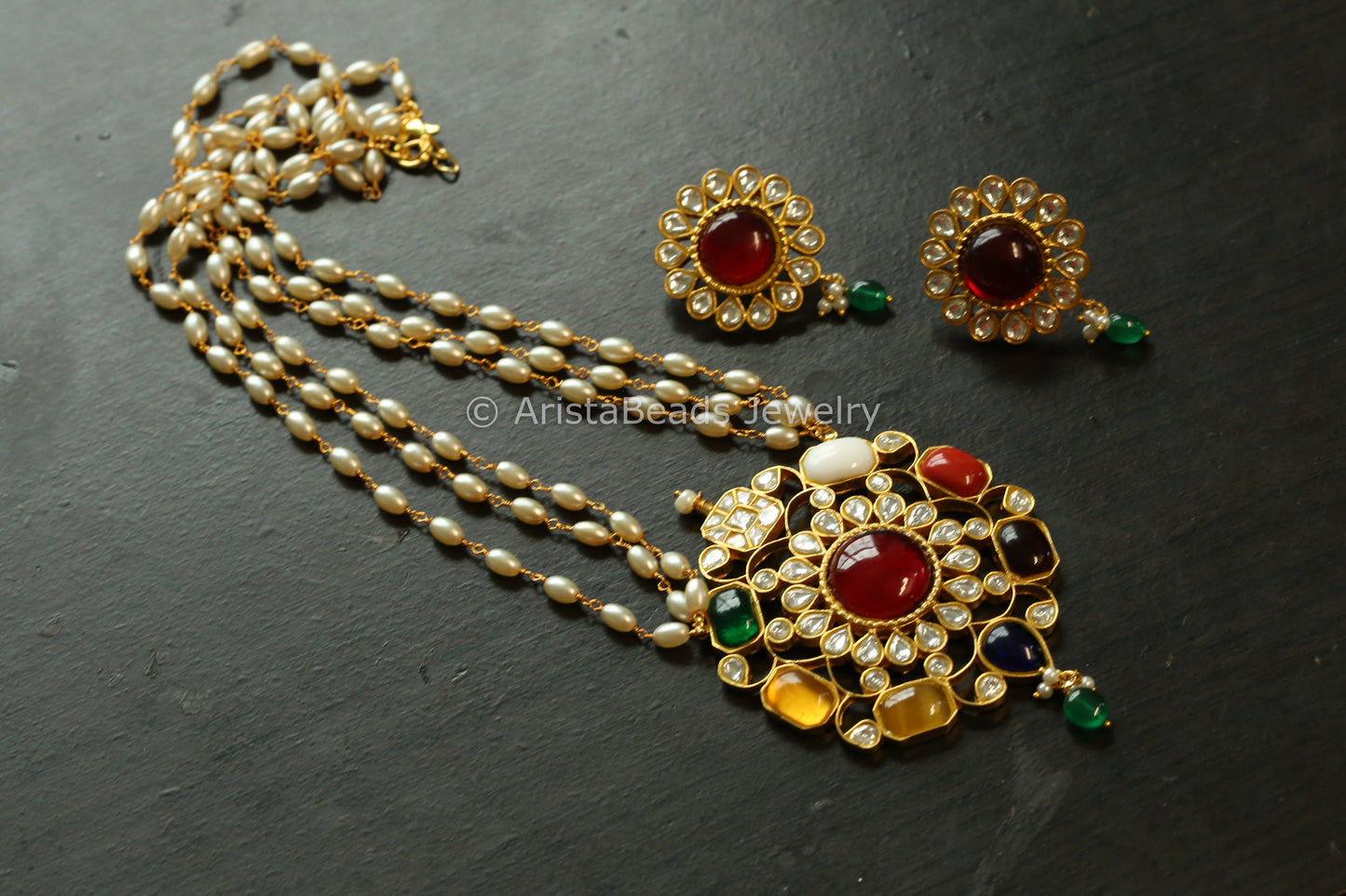 Navratan Jadau Necklace Set