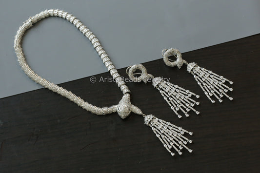 Contemporary CZ Serpenti Necklace Set