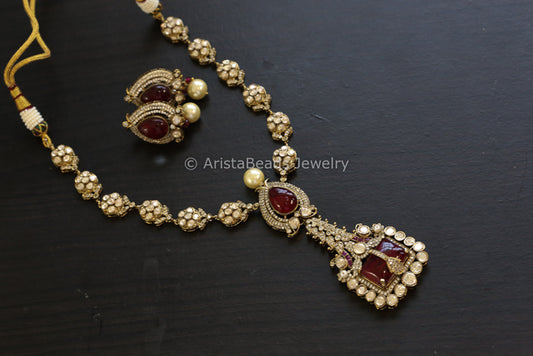 Anaya Victorian Moissanite & Pota Doublet Set - Red