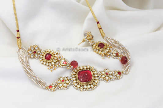 Real Keshi Pearls & Fine Jadau Kundan Necklace Set