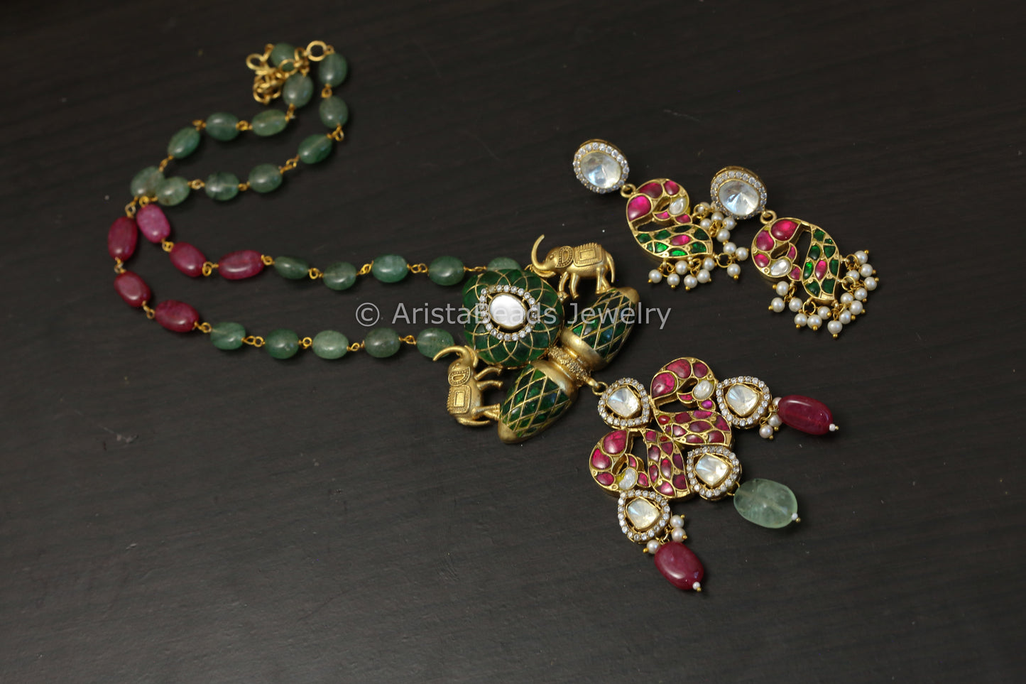 Multicolor Fusion Jadau & Moissanite Necklace