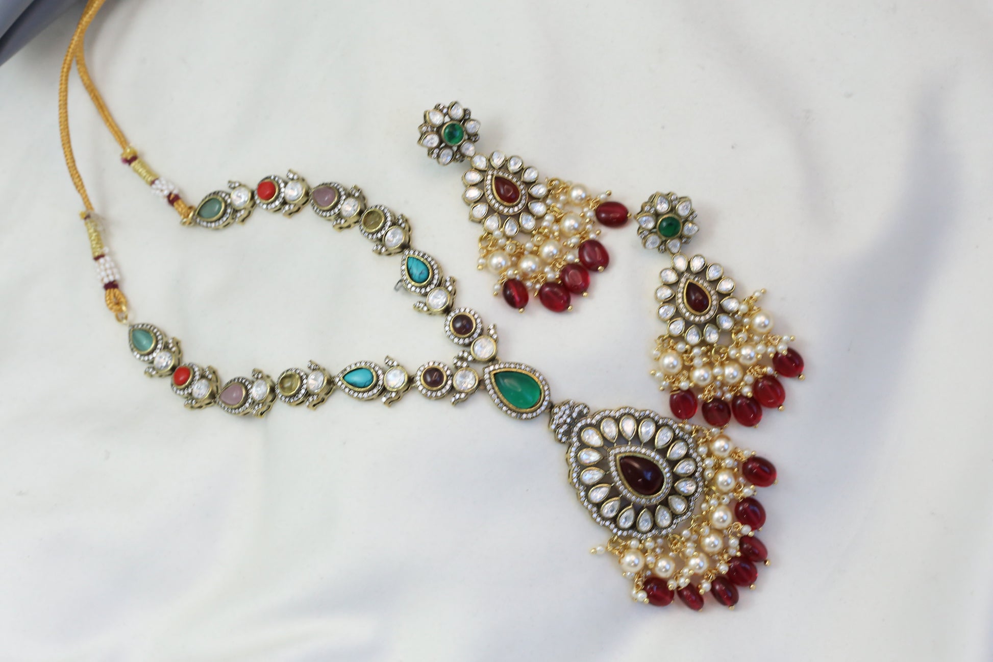 Multicolor Stones & Kundan Polki Necklace Set