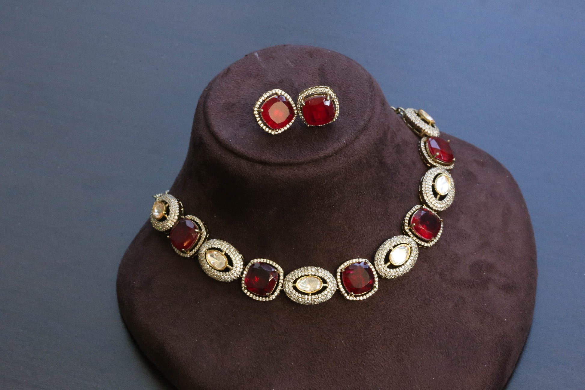 Real Moissanite & Red Doublet Set  (103-62)