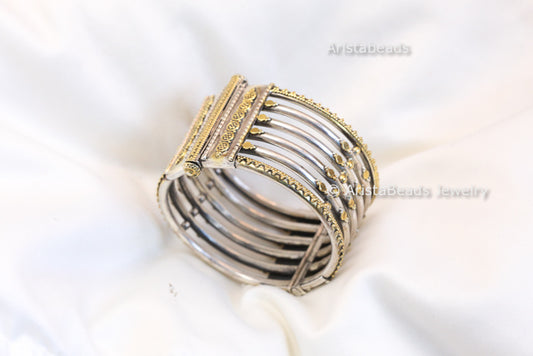 Openable 925 Sterling Silver Dual Tone Bangle