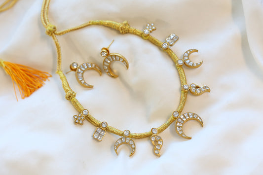 Chandrika Jadau Kundan Thread Necklace Set - Clear  (103-29)