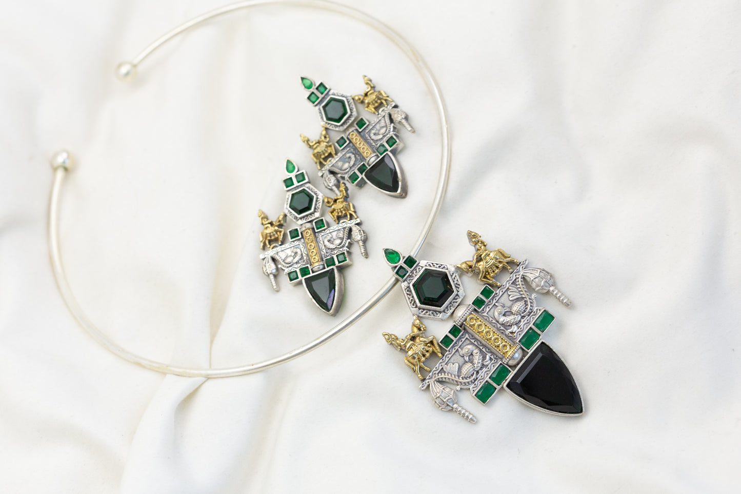 Oxidized 2 Tone Fusion Necklace  (T102-46)