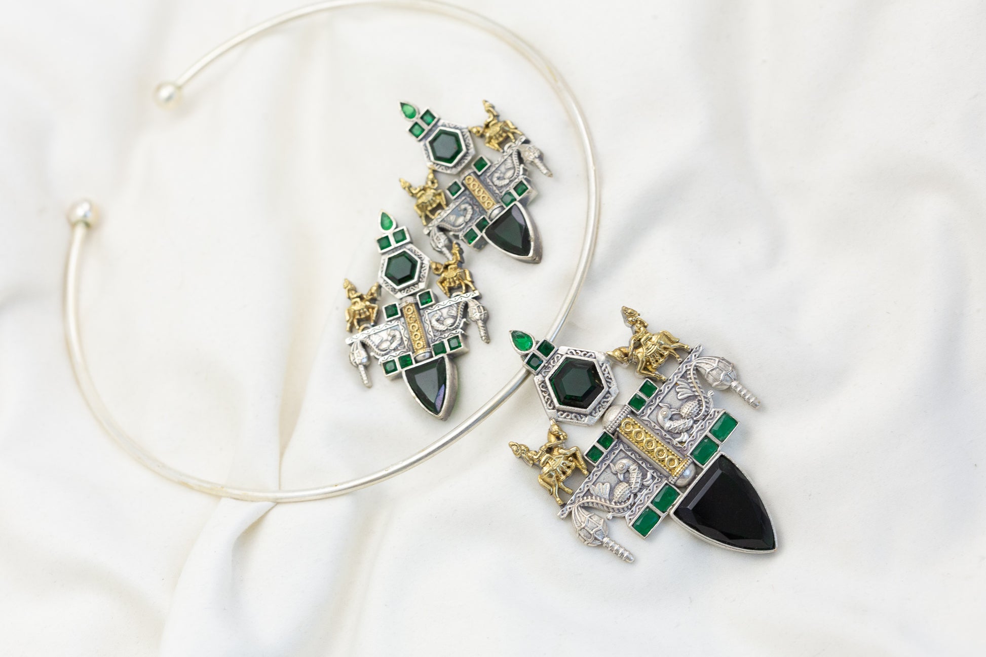 Oxidized 2 Tone Fusion Necklace  (T102-46)