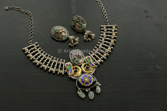 Sunita Oxidized Fusion Kundan Necklace Set (102-04)