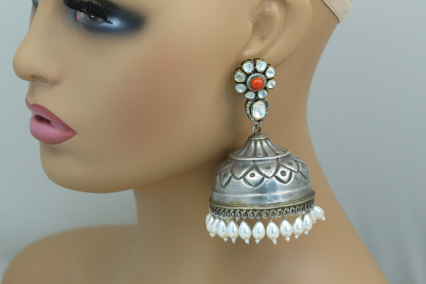 Large Polki Fusion  Jhumka  - ABJOC-16
