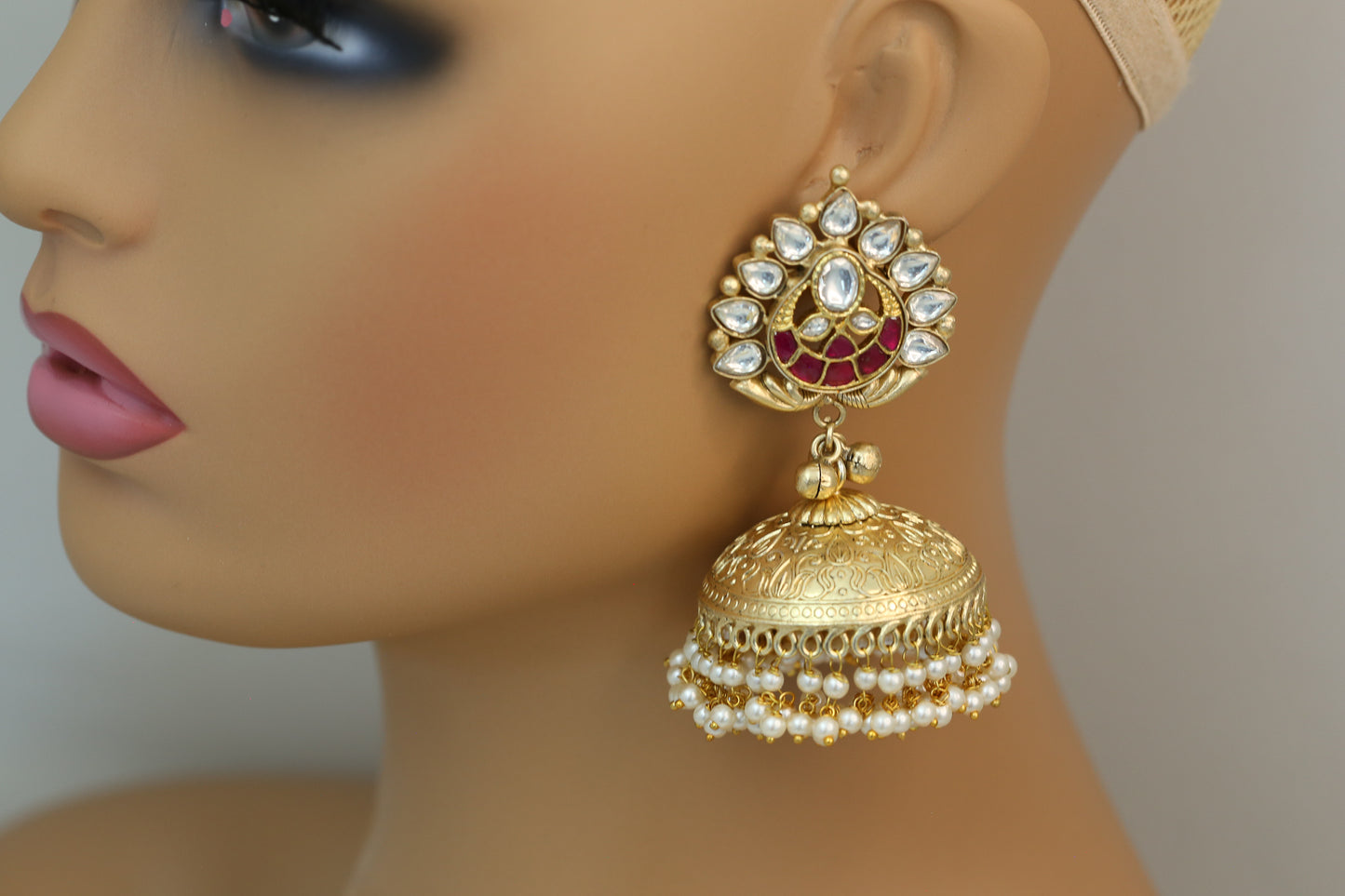 Large Fusion Kundan Jhumka (101-15)