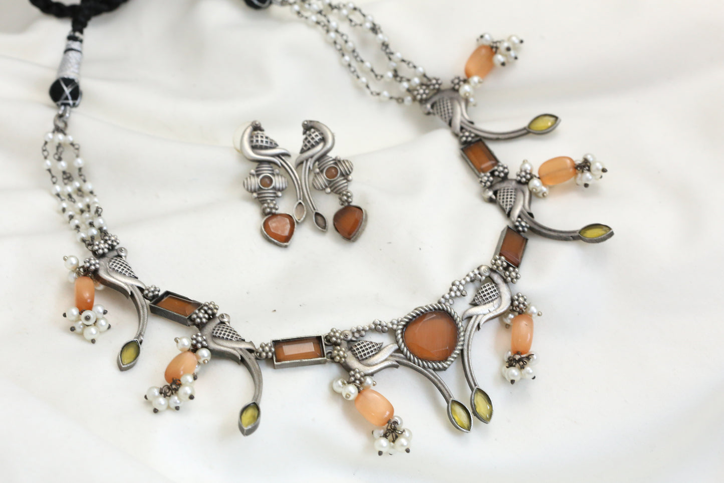 Orange Yellow Monalisa Stone Necklace Set