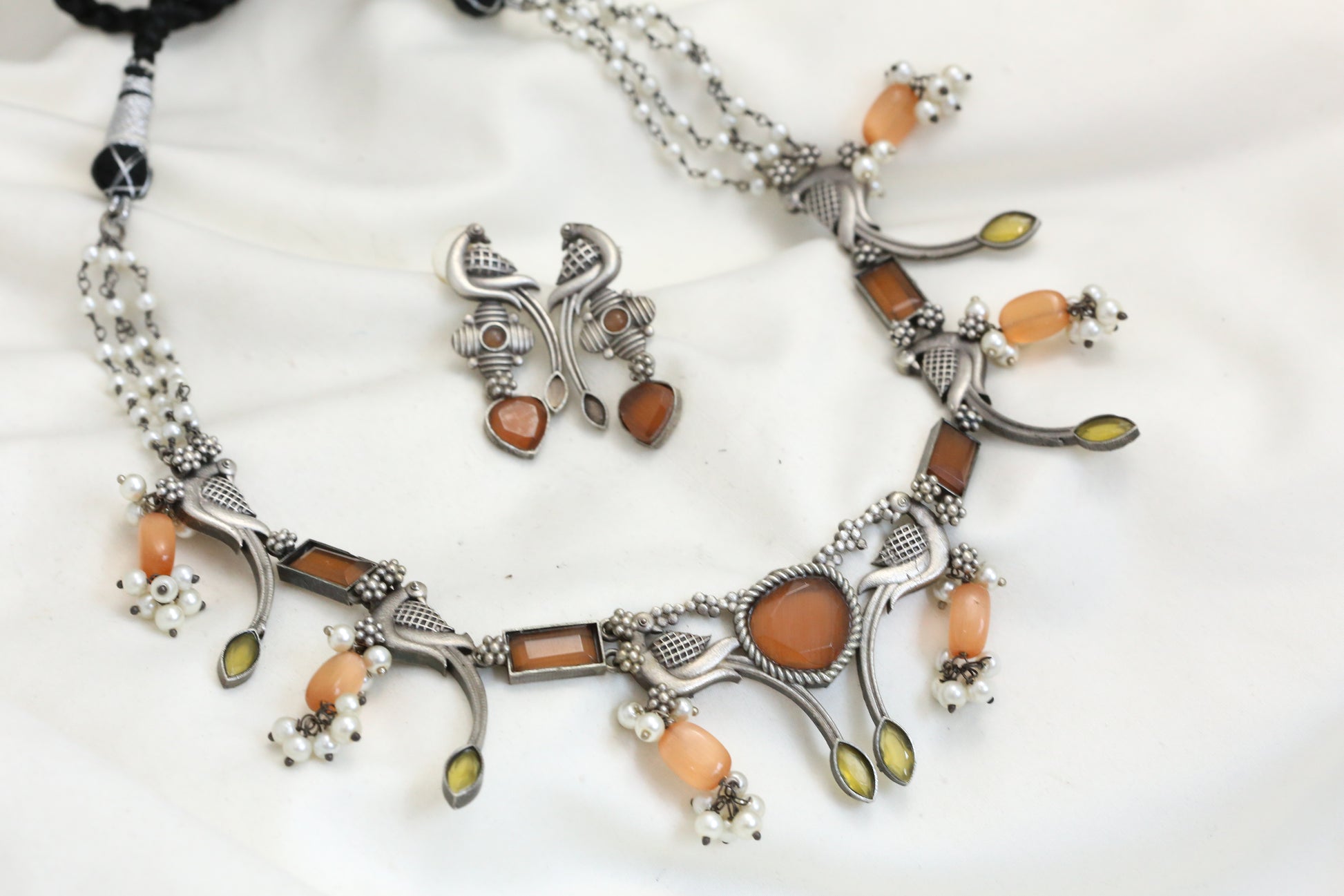 Orange Yellow Monalisa Stone Necklace Set