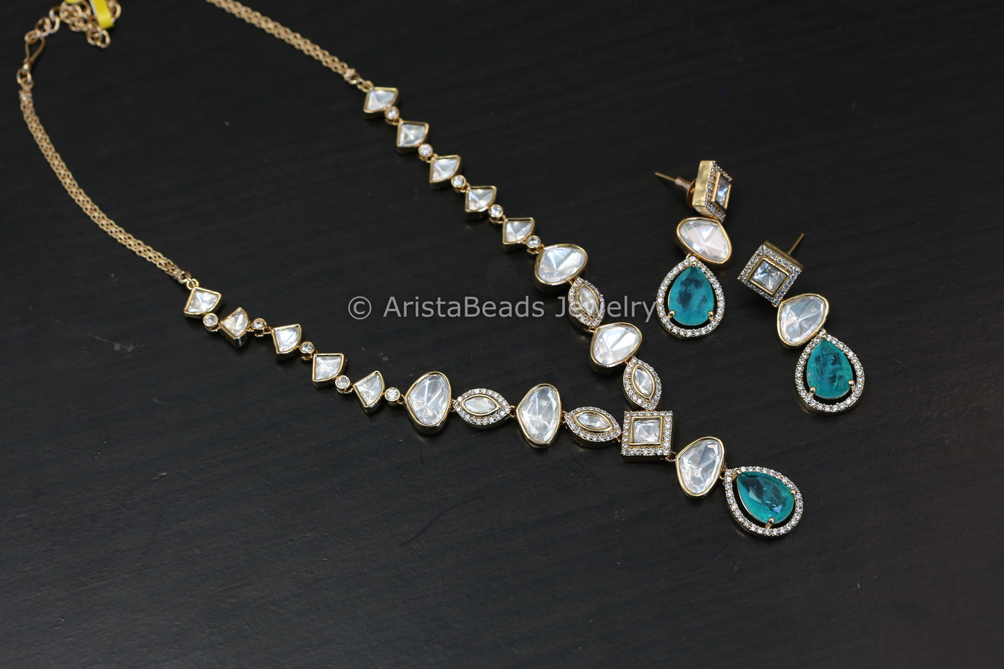 Aqua Doublet & Uncut Polki Set (102-31)