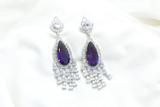 Premium Purple & Clear CZ Earrings