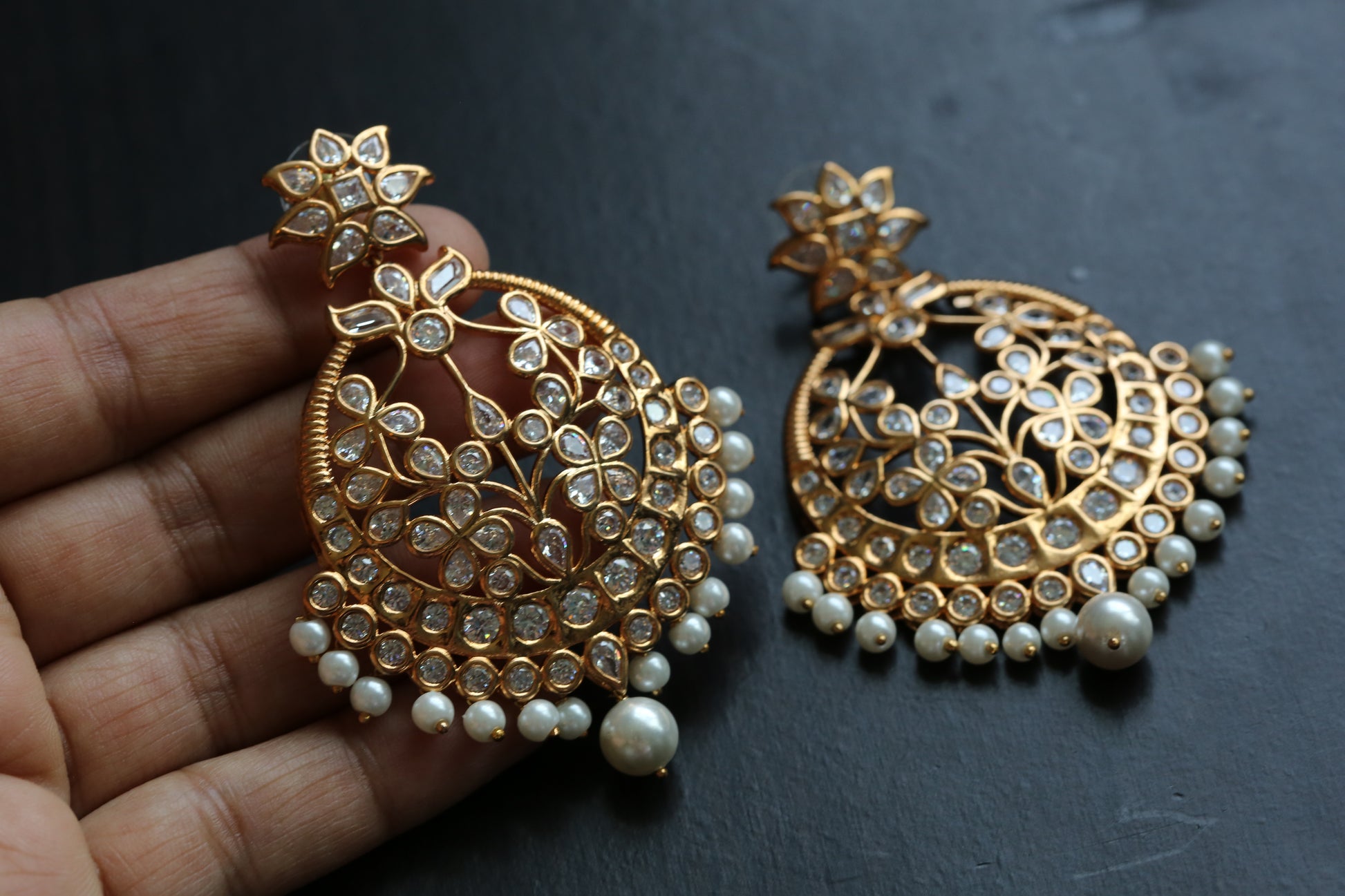 Rose Gold CZ Chandbaali