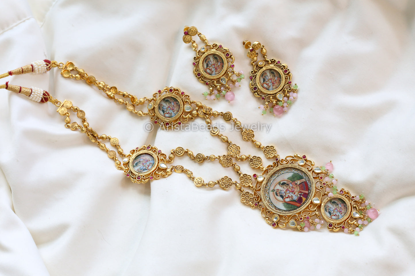 Fusion Jadau & Krishna Painting Necklace Set (ABJ-N101-75)