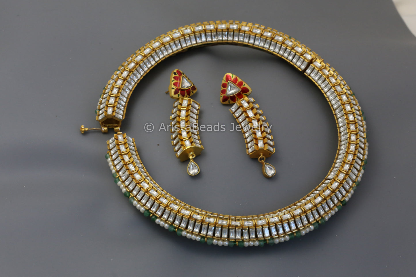 Jodha Jadau Kundan Hasli Set