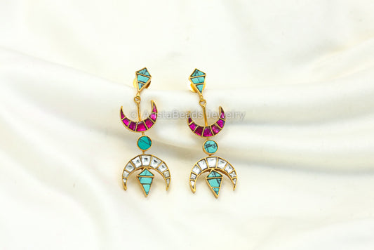 Contemporary Chandrika Earrings - Turquoise