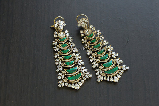Contemporary Malachite & CZ Earrings (E101-05)