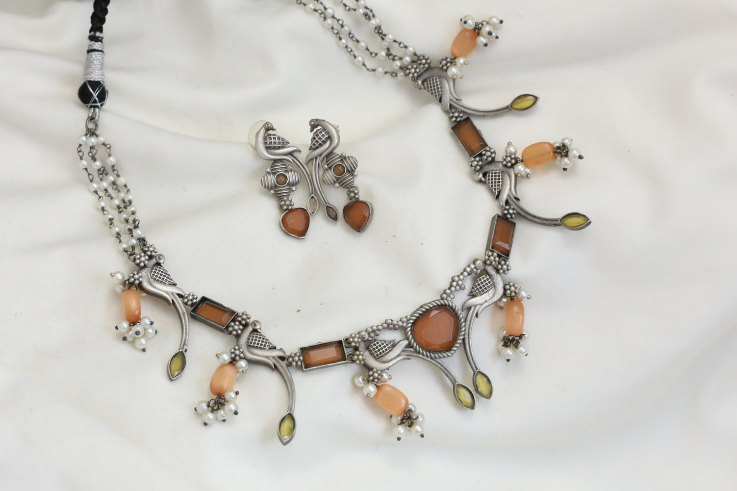 Orange Yellow Monalisa Stone Necklace Set