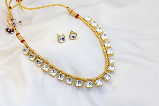 Clear Pachi Kundan Necklace Set