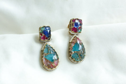 Premium Marble Doublet & CZ Earrings (101-26)