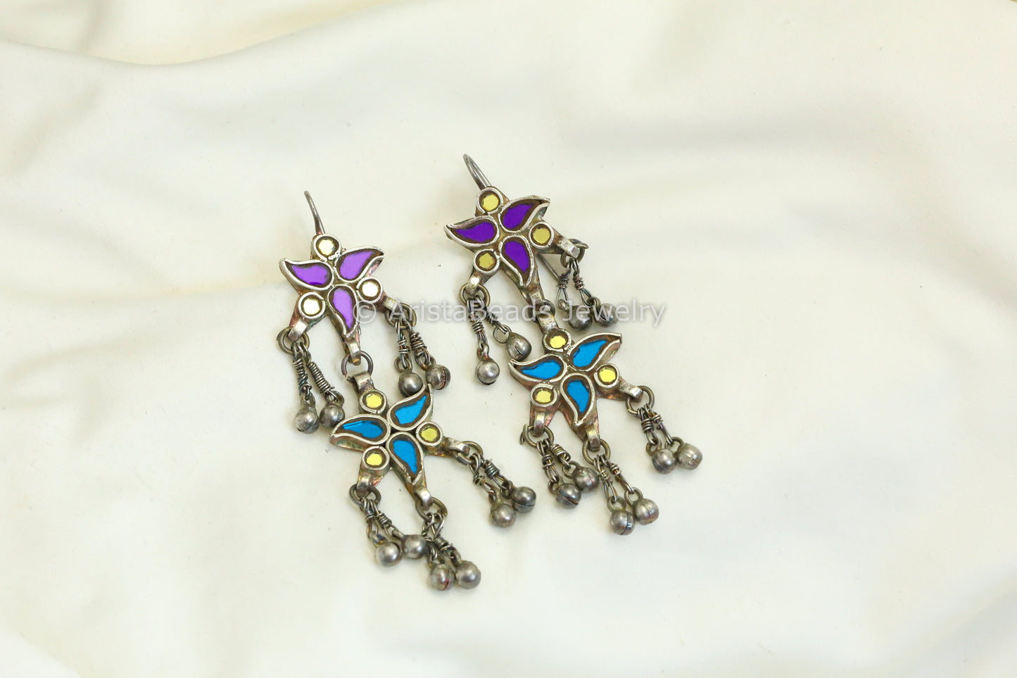 Kareena Real Glass Earrings - Purple Blue