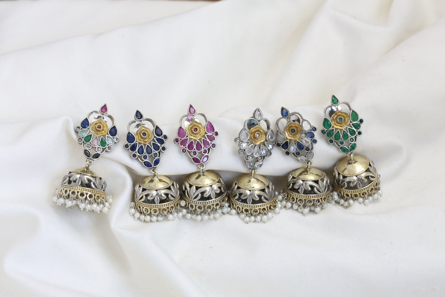 Dual Tone CZ Jhumka (Colors Available)