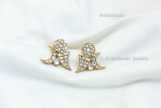 Aadya Contemporary Jadau Earrings - Clear