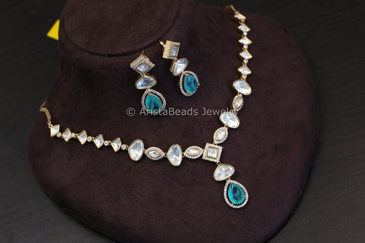 Aqua Doublet & Uncut Polki Set (102-31)