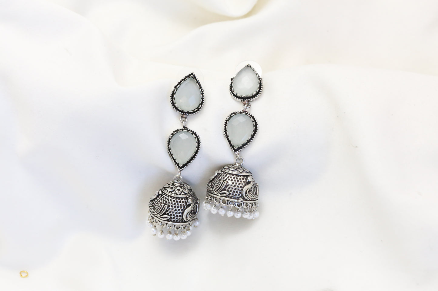 Rayna Oxidized Jhumka - Gray