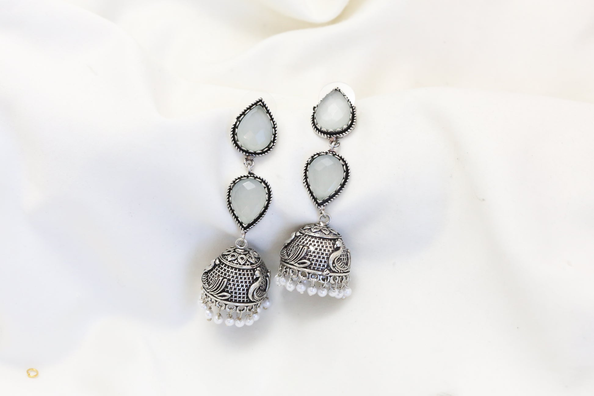 Rayna Oxidized Jhumka - Gray