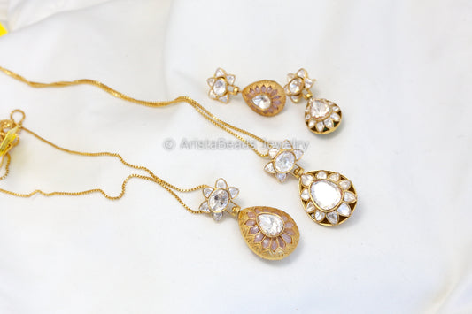 Reversible Real Moissanite Necklace Set (ABJ-N101-23)