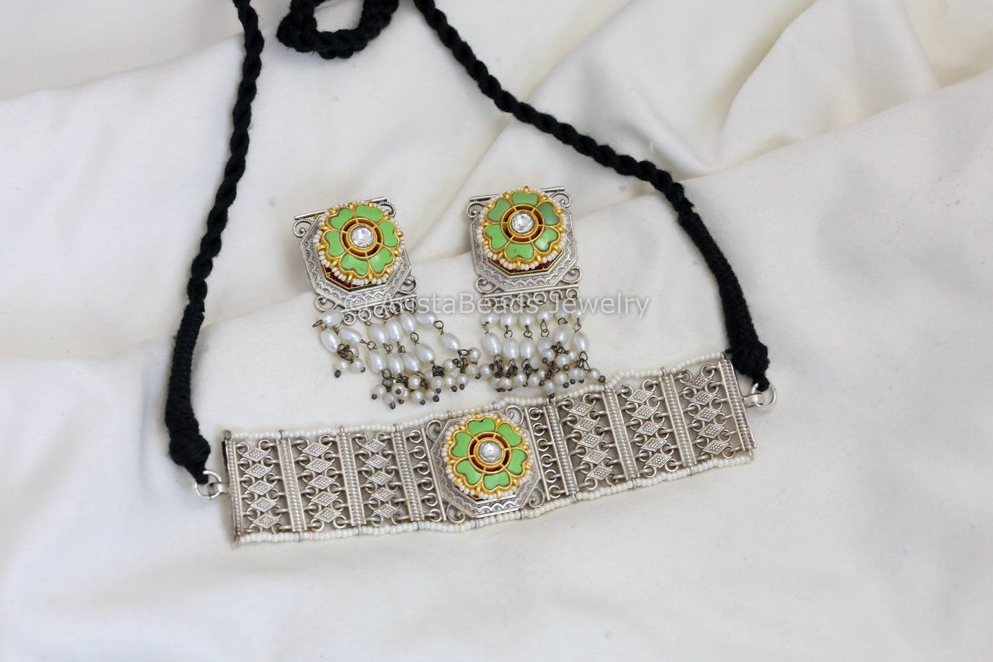 Jadau Fusion Choker Set - Green