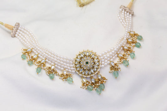 Jadau Kundan Choker Necklace - Clear