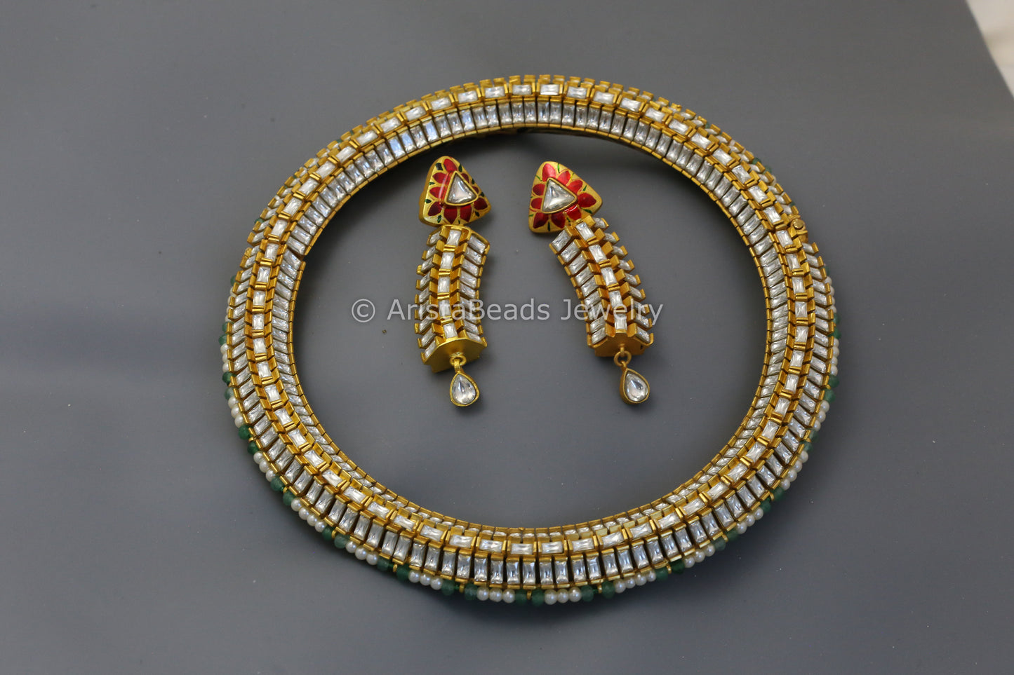 Jodha Jadau Kundan Hasli Set