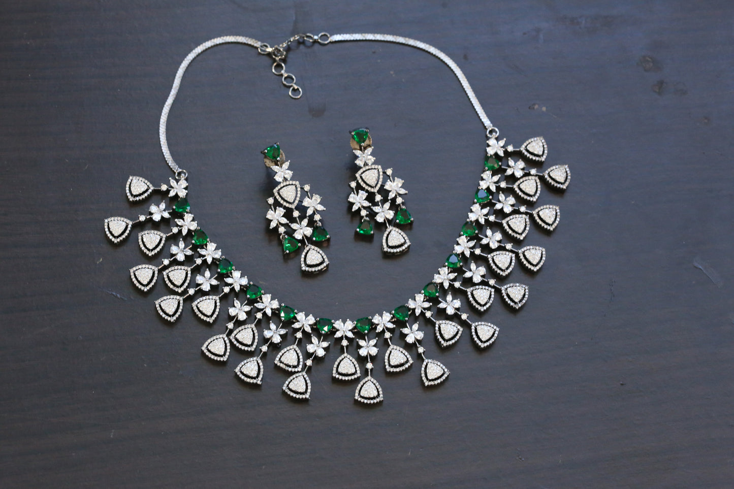 Next To Real Diamond CZ Necklace Set - Victorian
