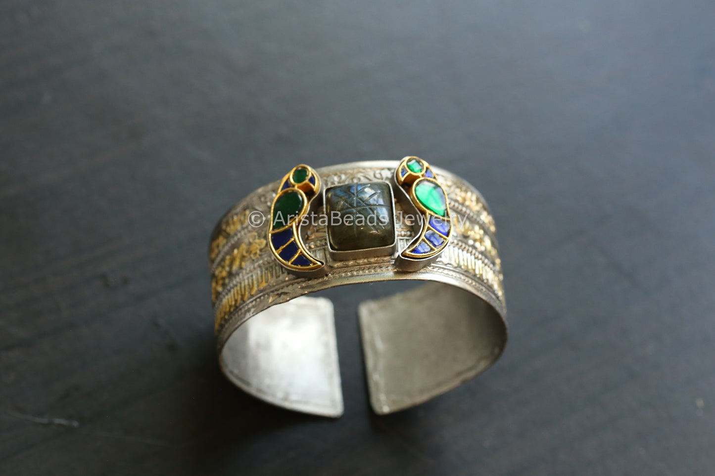 Labradorite Dual Tone Jadau Fusion Bracelet  (ABJ-B101-13)