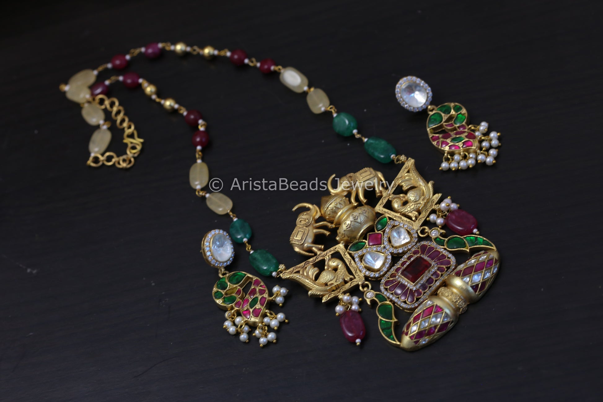 Multicolor Fusion Jadau Kundan Necklace Set